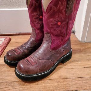 Ariat Fatbaby Cowgirl Boots Red Suede with Star Detail 9.5 B